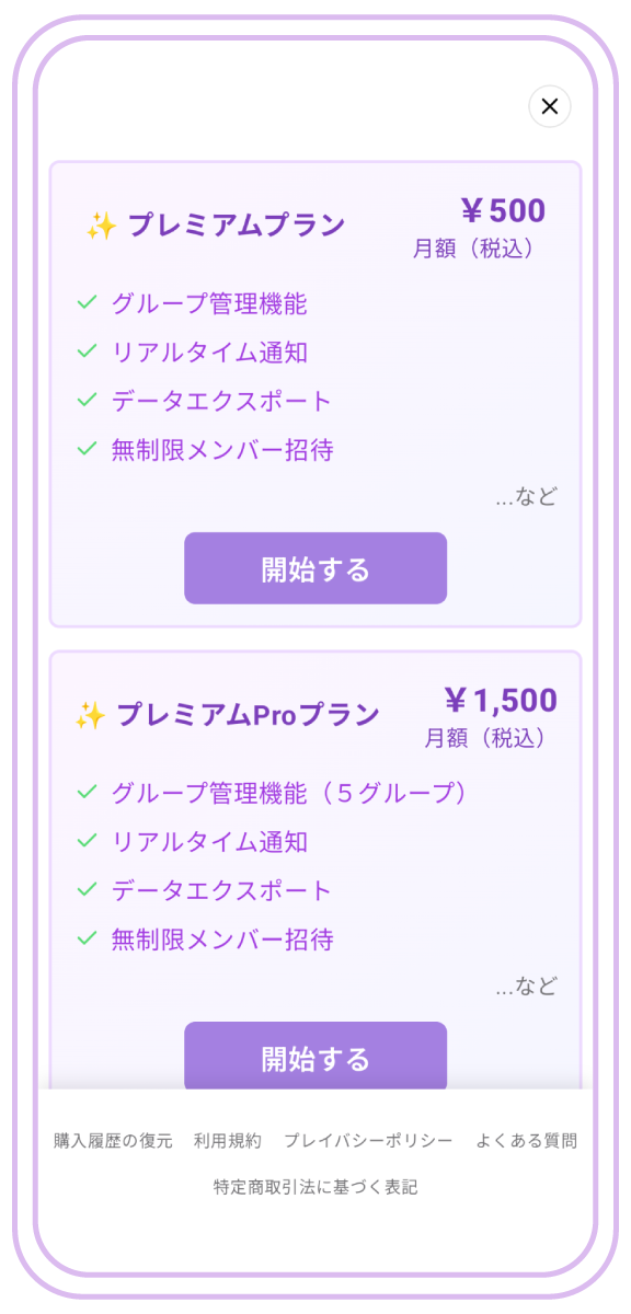 プレミアムへの登録方法